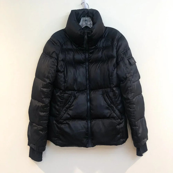 S13 Black Designer Winter Classic Down Puffer Coat Women's Large - Picture 2 of 12
